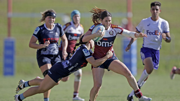 Charlotte Caslick of the Reds in action during the round three Super Rugby Women's match.