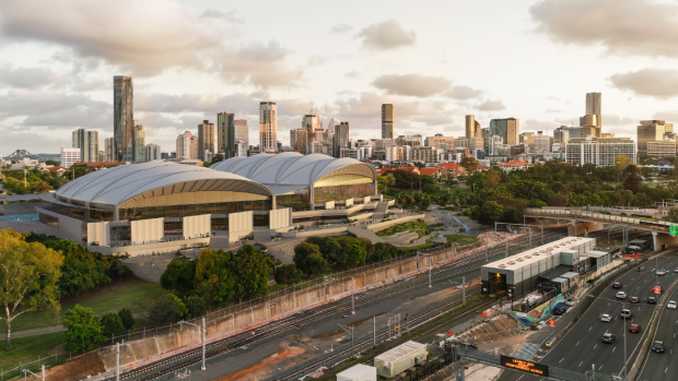 An artist's impression of the proposed $650 million aquatic centre.
