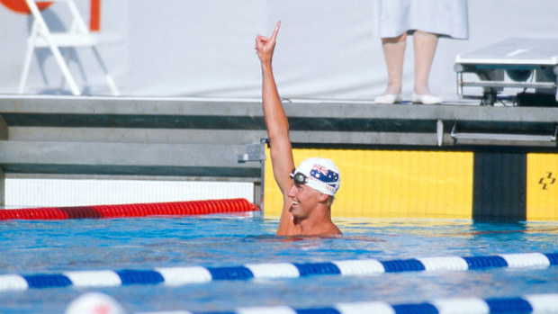Rob Woodhouse, now CEO of Swimming Australia, during his competition at the 1984 Summer Olympics.