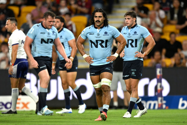 Charlie Gamble of the Waratahs looks dejected.