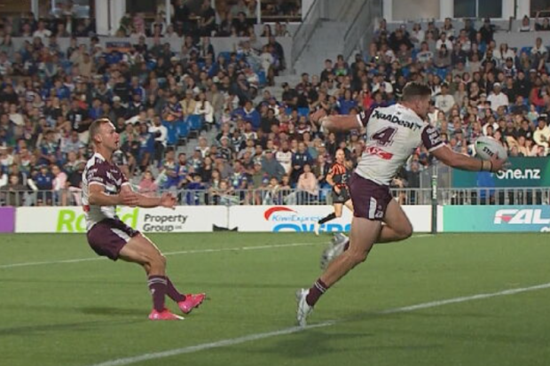 Reuben Garrick passes the ball back for Daly Cherry-Evans to score.