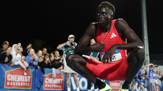 Gout Gout reflects on his performance after finishing second to Lachlan Kennedy.