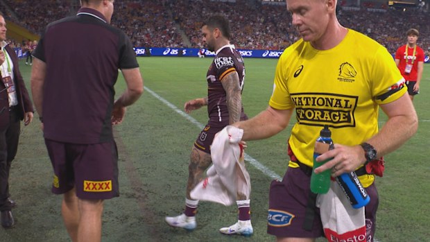Adam Reynolds came straight off the field with a hamstring concern after converting his own try early in the second half against the Tigers.