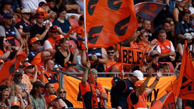 GWS Giants fans pictured during the club's Opening Round clash with Collingwood.