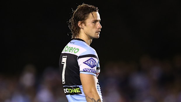 Nicho Hynes in action for the Sharks against the Bulldogs in the round 4 NRL match at Sharks Stadium, Sydney. Photo: NRL Photos / Brett Costello