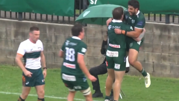 Christian Yassmin celebrates his match-winning try.