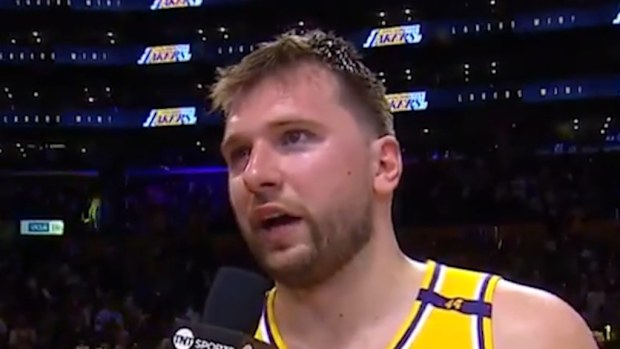 Luka Doncic's candid reaction following the Lakers' victory.