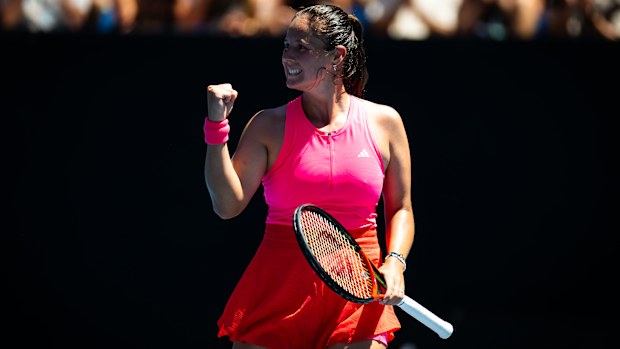 Daria Kasatkina celebrates her victory in the third round at the 2025 Australian Open.