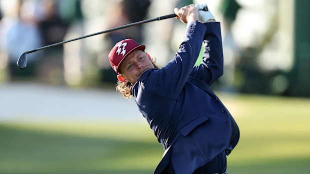 Cameron Smith of Australia plays his shot from the third tee during a practice round prior to the 2025 Masters Tournament at Augusta National Golf Club on April 09, 2025 in Augusta, Georgia. (Photo by Richard Heathcote/Getty Images)