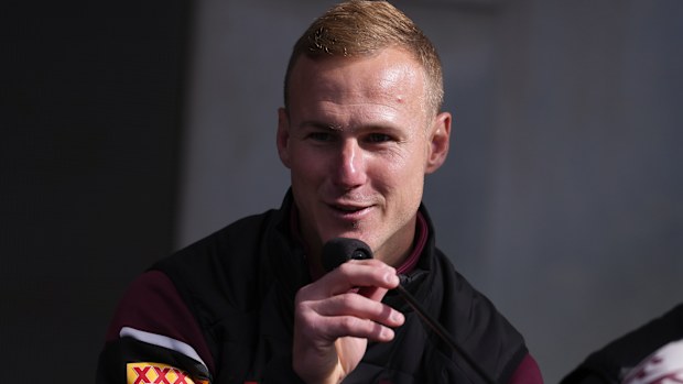 Daly Cherry-Evans speaks during a State of Origin media opportunity at Federation Square on June 25, 2024 in Melbourne, Australia. (Photo by Daniel Pockett/Getty Images)