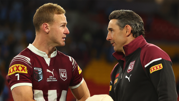 QLD Maroons coach Billy Slater checks in with captain Daly Cherry-Evans following their series loss.