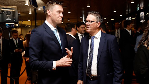 AFLPA President Paul Marsh and Melbourne defender Tom McDonald.