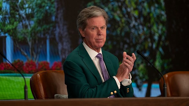 Chairman of Augusta National Golf Club and the Masters Tournament Fred S. Ridley speaks to members of the media in a pre-event press conference prior to the 2025 Masters.