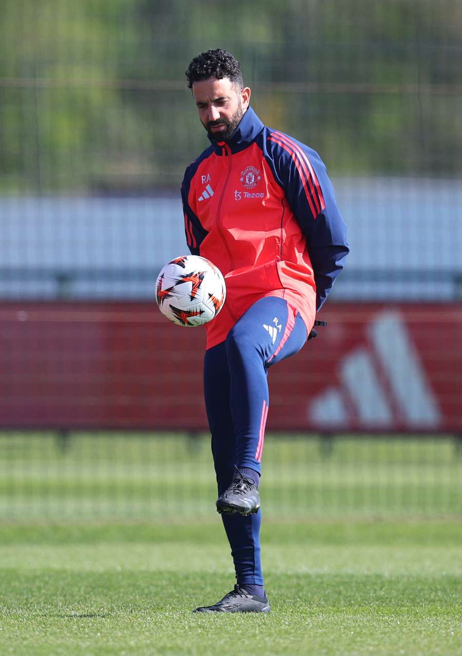 Manchester United manager Ruben Amorim during training