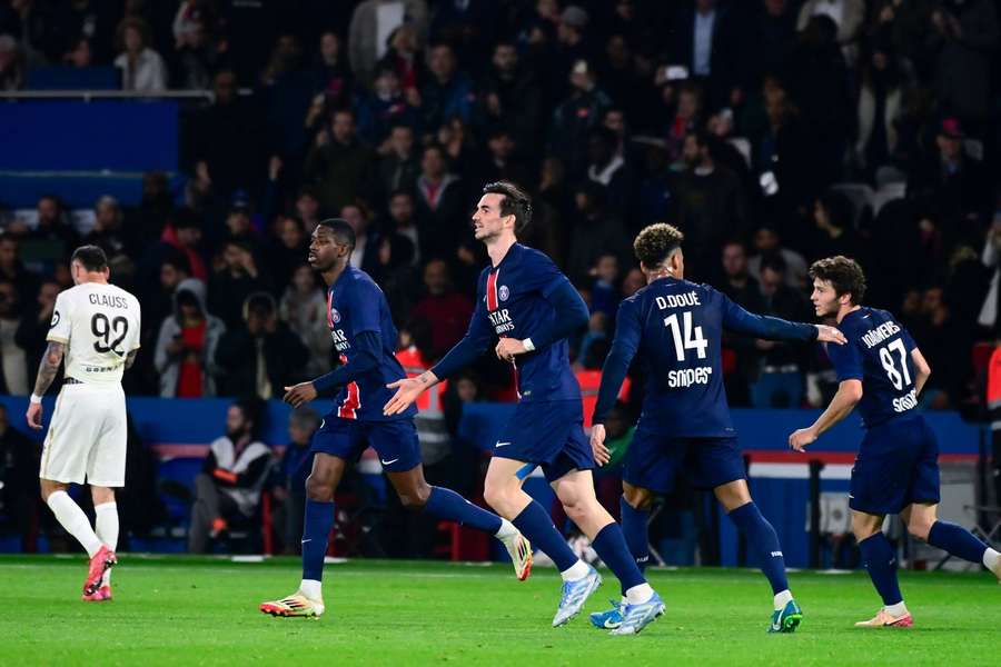 PSG celebrate their goal