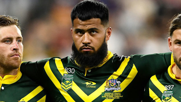 Payne Haas (C) representing Australia during the 2023 Pacific Championships