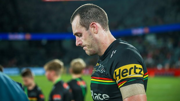 A dejected Isaah Yeo after the Panthers' loss to the Cowboys. The Mole.