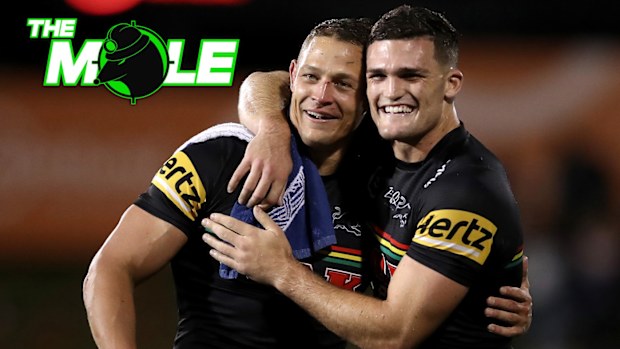 Scott Sorensen and Nathan Cleary of the Panthers.