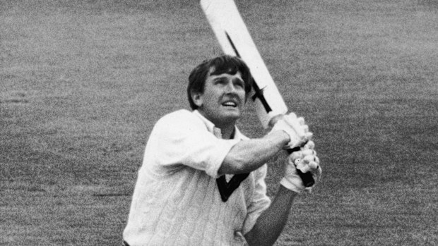 Australian cricketer Keith Stackpole hits a ball from John Snow to the boundary for four runs during his first innings against England in the 1st Test at Old Trafford, 9th June 1972. (Photo by Dennis Oulds & Leonard Burt/Central Press/Hulton Archive/Getty Images)