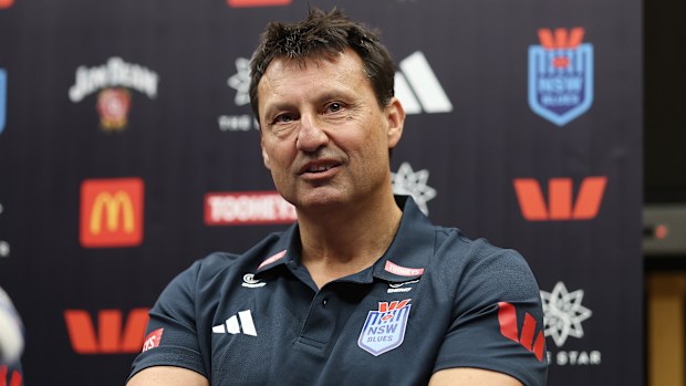 Laurie Daley speaks to media after being announced as the NSW Blues' new coach in December 2024.