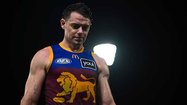Lachie Neale of the Brisbane Lions looks on