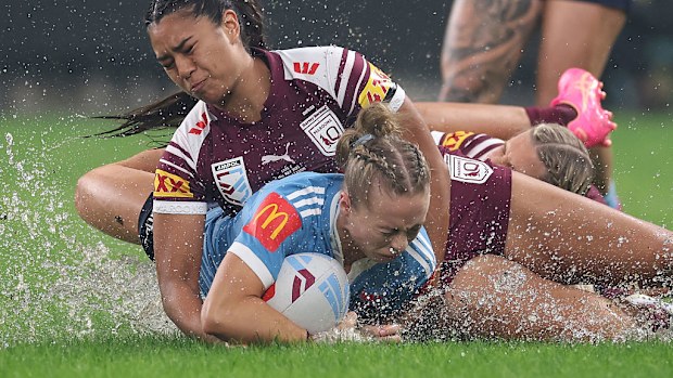 Abbi Church of the Blues is tackled.