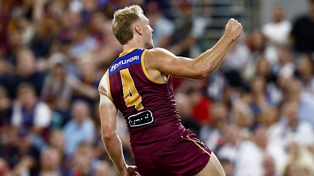 Oscar Allen of the Lions celebrates. 