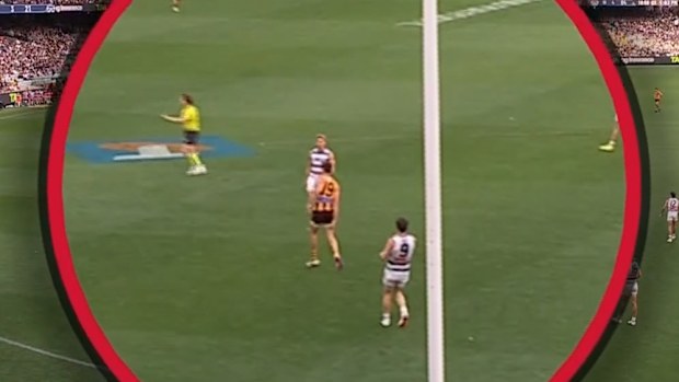 Jack Gunston grabs his hamstring.