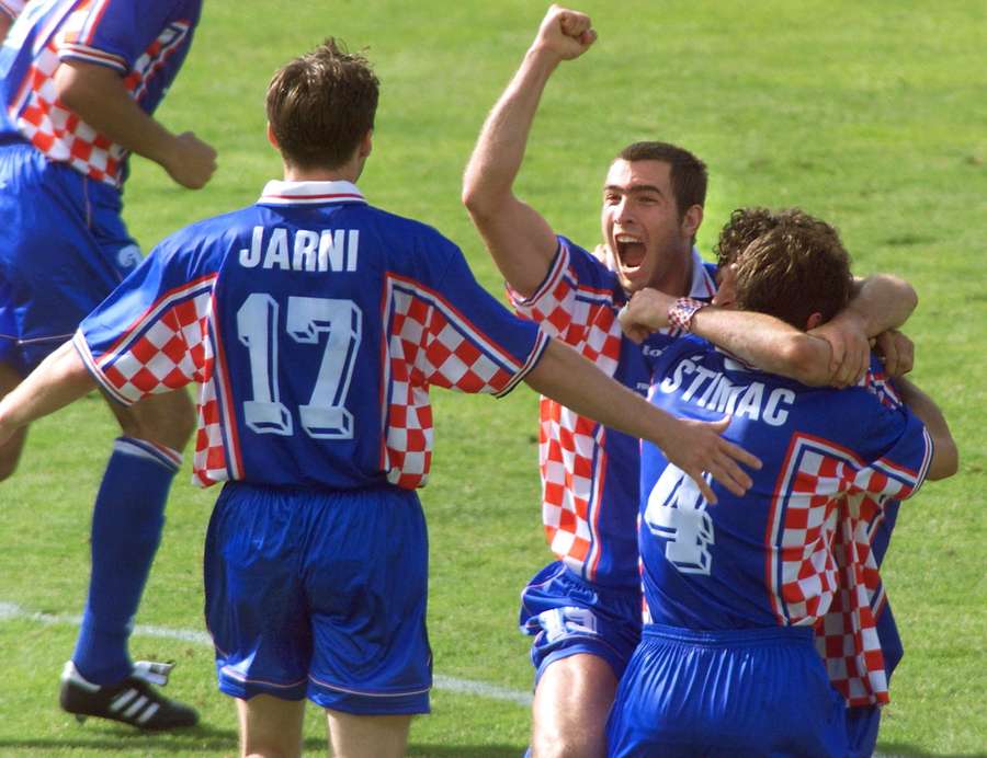 Stimac and Tudor with Croatia teammates at the 1998 World Cup