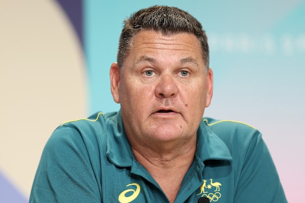PARIS, FRANCE - JULY 25: Rohan Taylor, Head Coach of Team Australia, speaks to the media during a Team Australia Swimming Press Conference at Main Press Centre ahead of the Paris 2024 Olympic Games on July 25, 2024 in Paris, France. (Photo by Lintao Zhang/Getty Images)