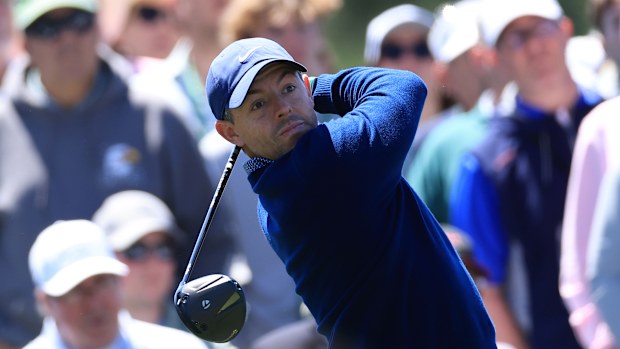 Rory McIlroy during the first round of the Masters at Augusta National Golf Club.