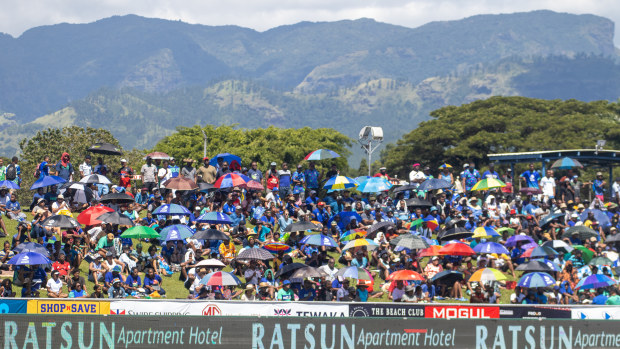 Fijian Drua fans at Churchill Park.