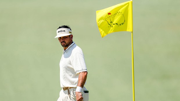 Jason Day of Australia walks on the second green during the third round of the 2026 Masters.