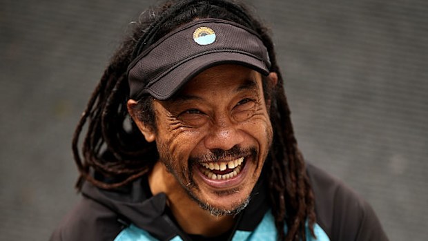 New All Blacks defence coach Tana Umaga smiles during a press conference.