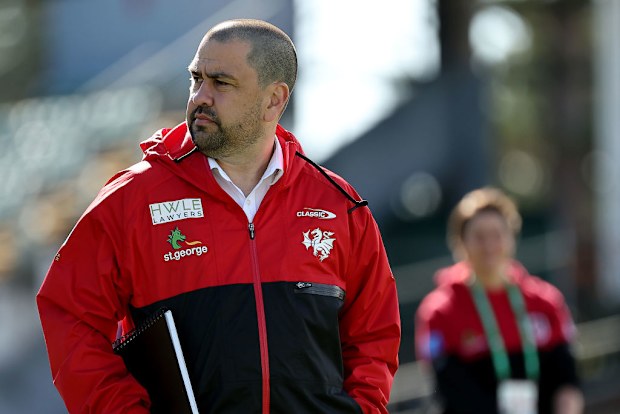 Former coach of the Dragons Jamie Soward arrives prior to the first round of the 2024 NRLW season.