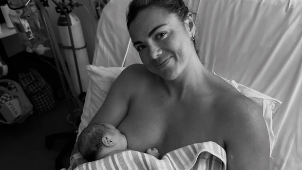 Millie Elliott with her baby