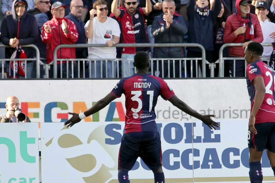 Mendy scored a quickfire double for Cagliari
