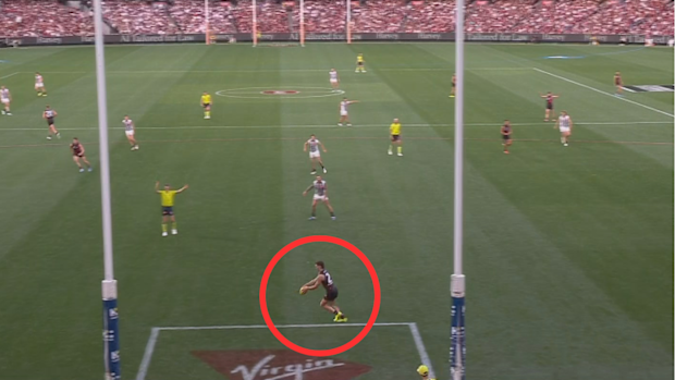 Archie Roberts gets a stat for taking one step out of the goal square.