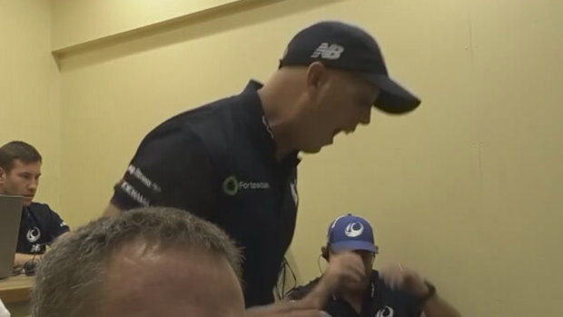 Simon Cron shows his frustration.