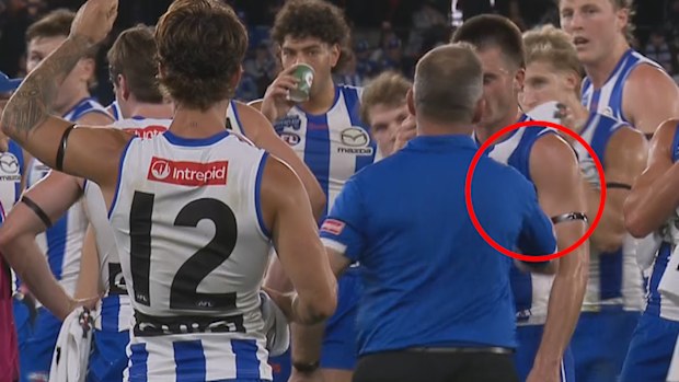Kangaroos coach Alastair Clarkson was involved in a fiery spray with young star Colby McKercher.