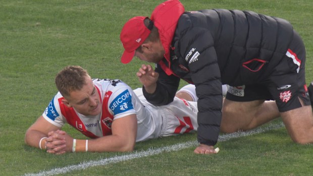 Jacob Liddle was ruled out of the Dragons' clash with the Rabbitohs after suffering a hamstring injury during the warm up.