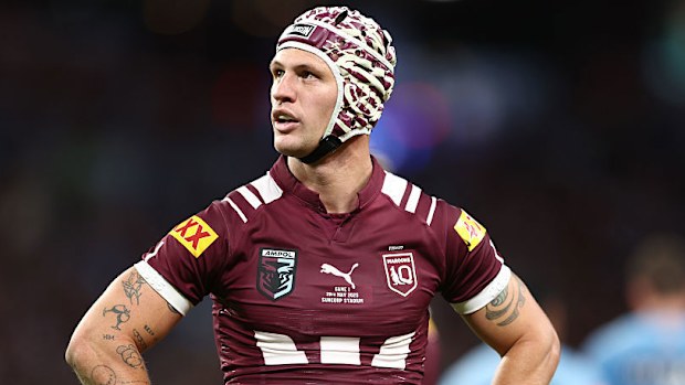 Kalyn Ponga reacts as his team trail by 12 points to the NSW Blues.