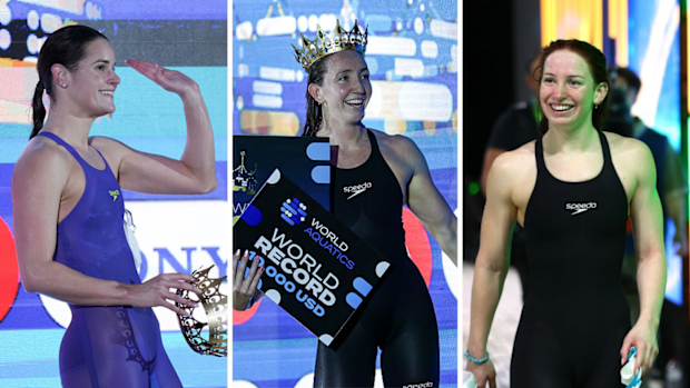 Kaylee McKeown, Mollie O'Callaghan and Lani Pallister.