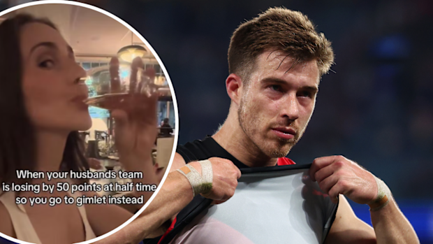 Zach Merrett's wife left the game at half time, joking about it on TikTok.