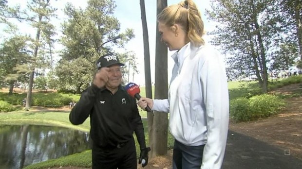 Gary Player and Anna Jackson in interview during the annual par-3 tournament ahead of The Masters at Augusta.