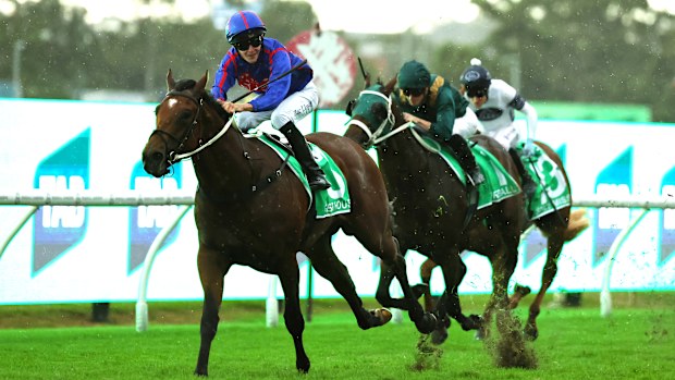 Zac Lloyd riding Guest House win Race 8 Tab Golden Slipper during Sydney Racing at Rosehill Gardens on March 21, 2026 in Sydney, Australia. (Photo by Jeremy Ng/Getty Images)