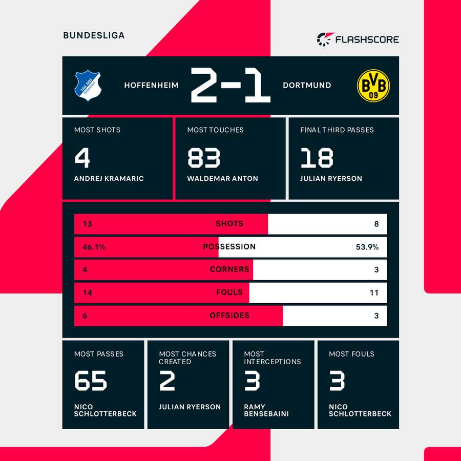 Hoffenheim - Dortmund match stats