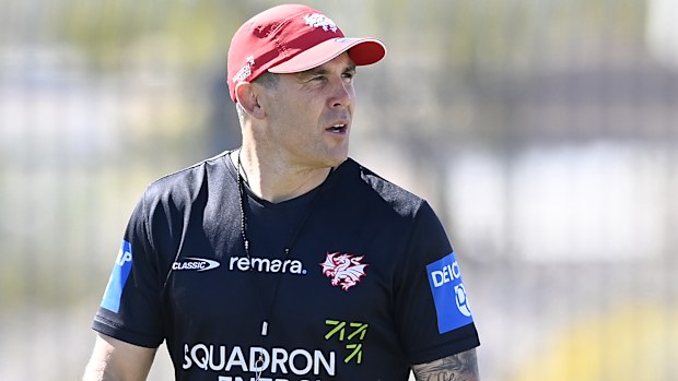 Dragons assistant coach Michael Ennis watches on during a St George Illawarra Dragons NRL training session at James Regional Sports Complex on February 23, 2026 in Las Vegas, Nevada. (Photo by Ian Hitchcock/Getty Images)