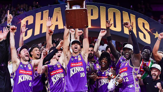 The Sydney Kings celebrate the NBL Championship.