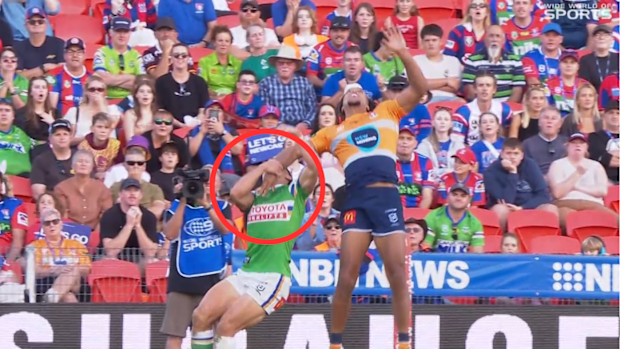 Savelio Tamale is sent to the sin bin for holding onto Dominic Young